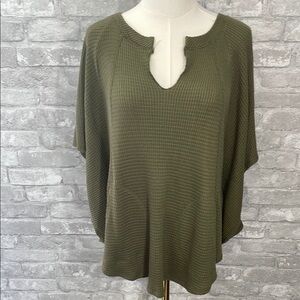 LAmade Olive Green Waffle Knit Dolman Sleeve Top